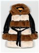 Faux leather coat with faux fur black-camel-beige (M-XXL)