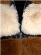 Faux leather coat with faux fur black-camel-beige (M-XXL)