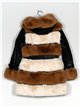 Faux leather coat with faux fur black-camel-beige (M-XXL)