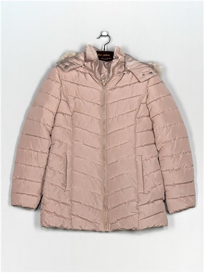 Anorak capucha pelo beige (M-XXL)