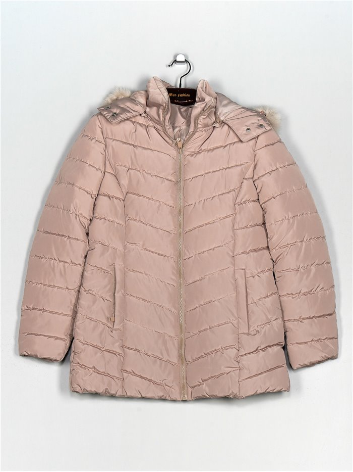 Faux fur anorak with hood beige (M-XXL)