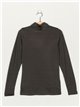 Roll neck fleece t-shirt negro (M/L-L/XL)