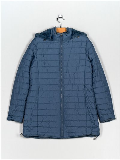 Reversible faux fur anorak with hood haze-blue (42-50)