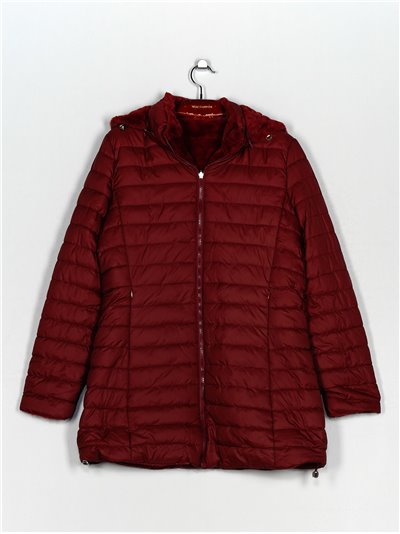 Reversible faux fur anorak with hood bordeaux (42-50)