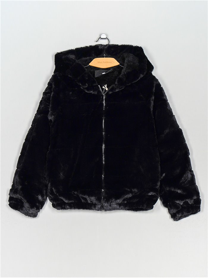 Hooded jacket with faux fur black (S-XL)