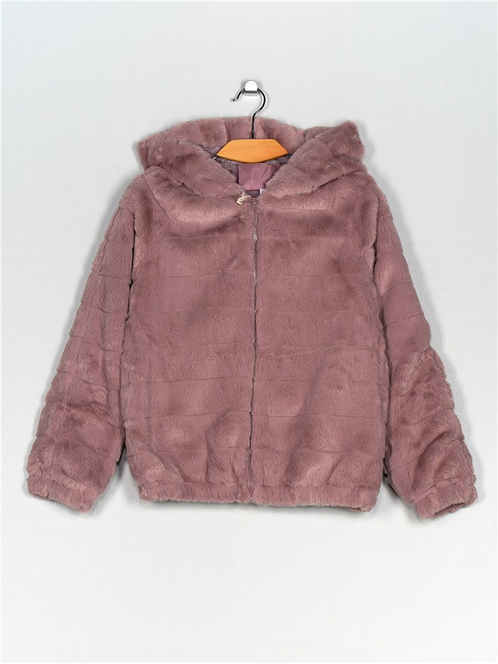 Hooded jacket with faux fur purple (S-XL)