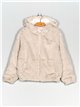 Hooded jacket with faux fur apricot (S-XL)