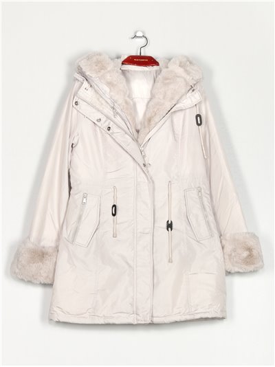 Faux fur parka with hood stone-rice (M-XXL)