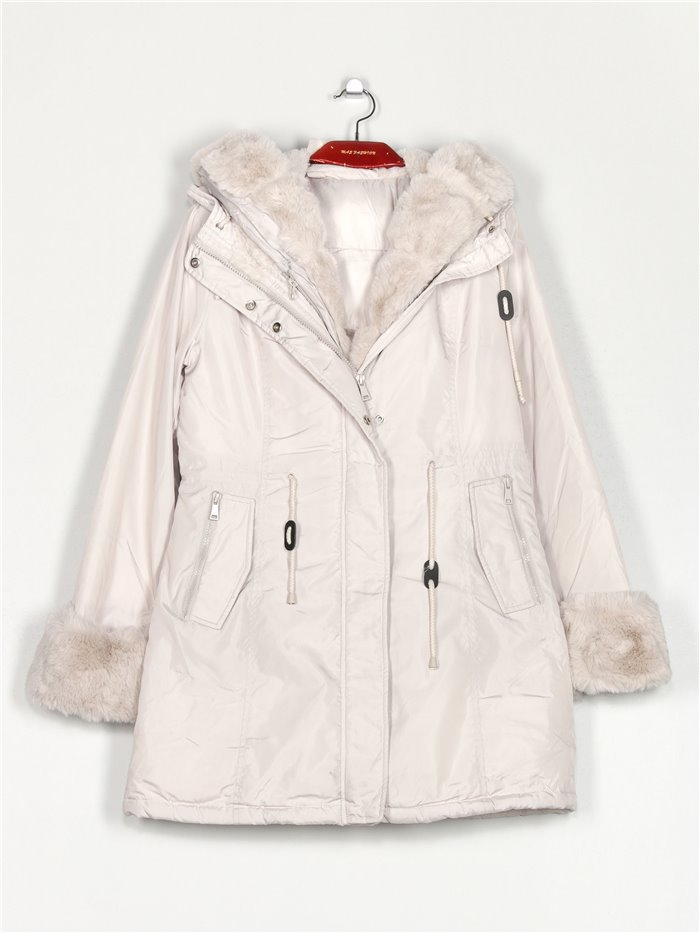 Parka pelo extraíble capucha stone-rice (M-XXL)