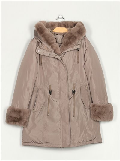 Faux fur parka with hood khaki (M-XXL)