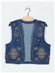 Embroidered denim waistcoat azul (S-M-L)