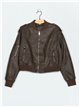 Faux leather bomber jacket coffee (S-M-L-XL)