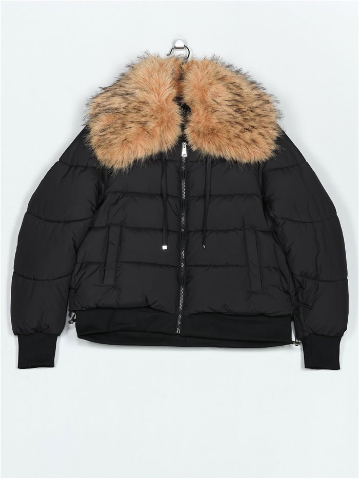 Oversized anorak with faux fur black (M-L-XL-XXL)