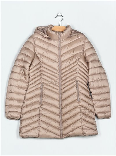 Patent finish oversized anorak dark-beige (40-50)