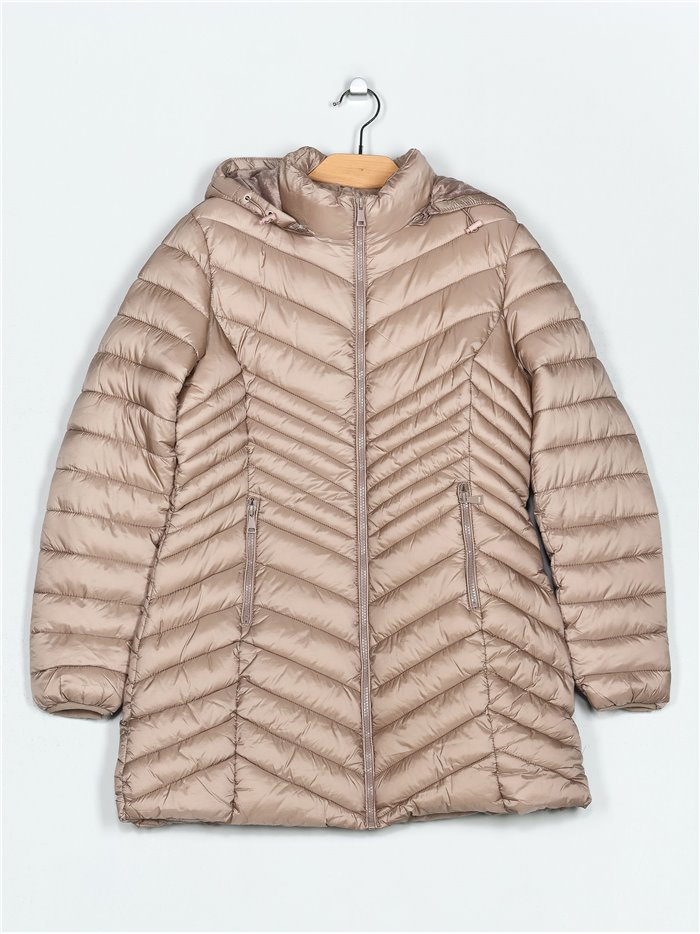 Patent finish oversized anorak dark-beige (40-50)