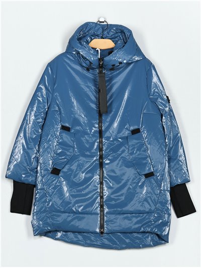 Patent finish oversized anorak blue (S-M-L-XL)