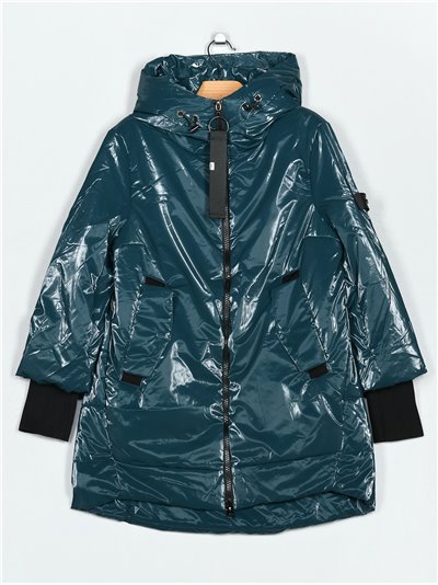 Anorak amplio acharolado water repellent peacock-blue (S-M-L-XL)