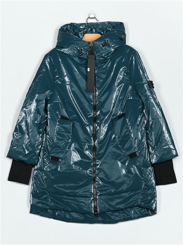 Anorak amplio acharolado water repellent peacock-blue (S-M-L-XL)