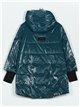 Patent finish oversized anorak peacock-blue (S-M-L-XL)