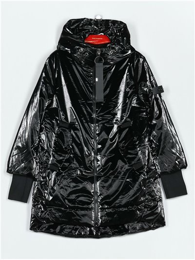 Patent finish oversized anorak black (S-M-L-XL)