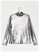 High neck metallic thread t-shirt (S/M-L/XL)