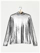 High neck metallic thread t-shirt (S/M-L/XL)