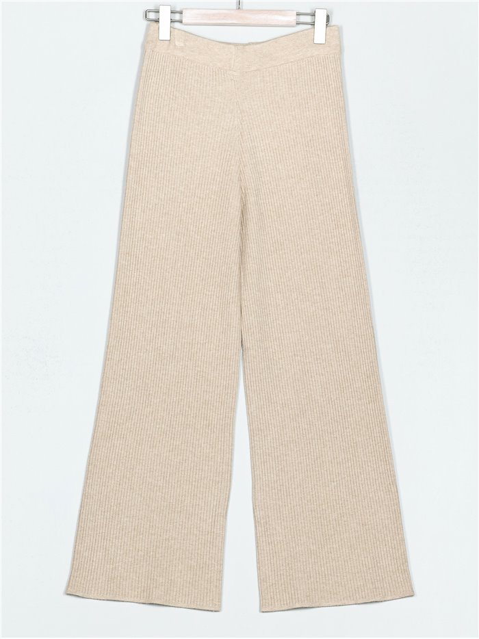 Ribbed straight knit trousers (M/L-L/XL)