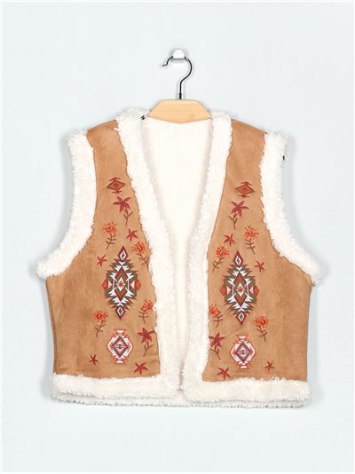 Embroidered faux suede waistcoat (S-M-L-XL)