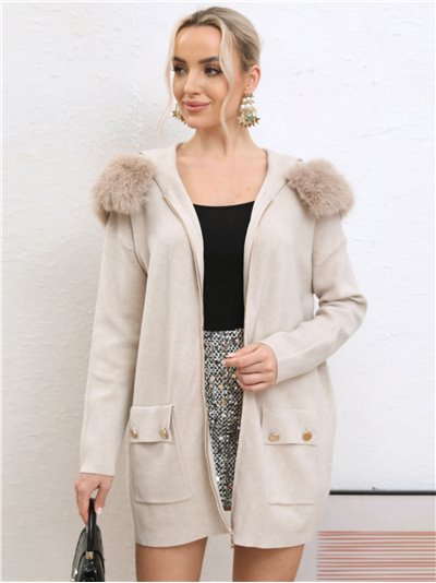 Hooded cardigan with faux fur (S/M-L/XL)