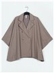 Buttoned maxi soft cape camel