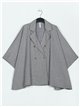 Buttoned maxi soft cape gris