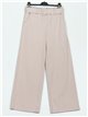 Belted straight soft trousers beis