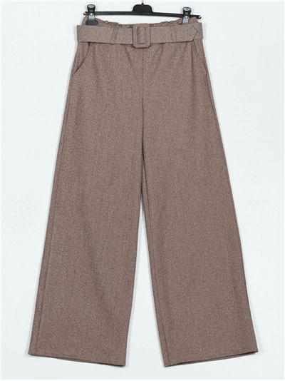 Belted straight soft trousers camel