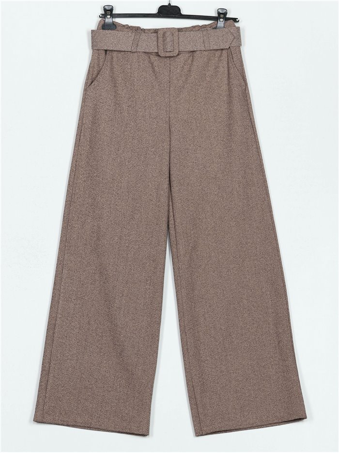 Belted straight soft trousers camel