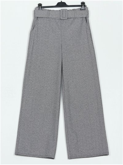 Belted straight soft trousers gris