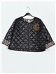 Leopard print quilted down puffer jacket negro