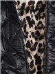 Leopard print quilted down puffer jacket negro