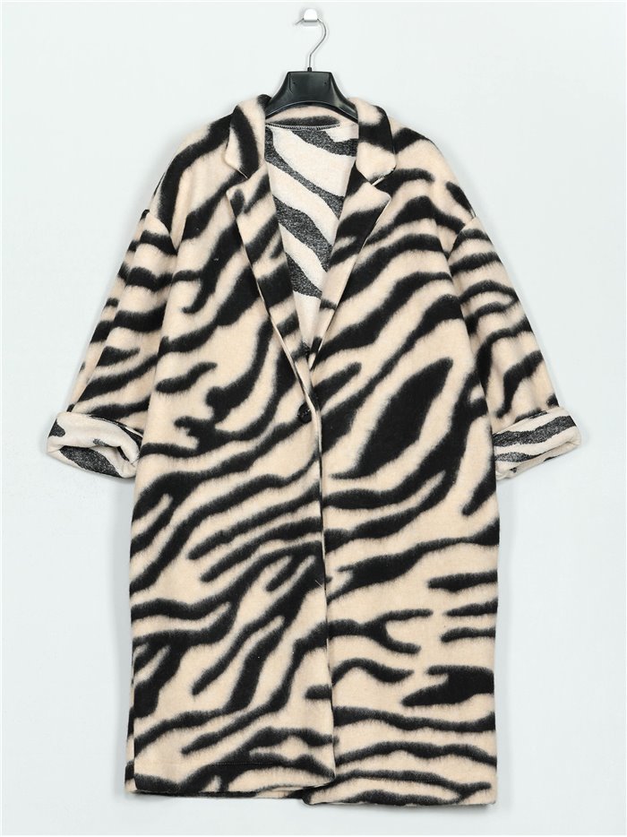 Oversized animal print coat cebra