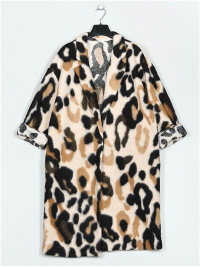 Oversized animal print coat leopardo