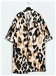 Oversized animal print coat leopardo