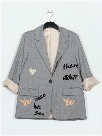 Printed blazer gris