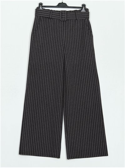 Pantalón recto paño rayas negro