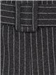 Belted straight striped trousers negro