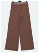 Belted straight striped trousers marron