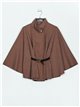 Belted striped cape marron