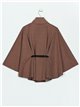 Belted striped cape marron