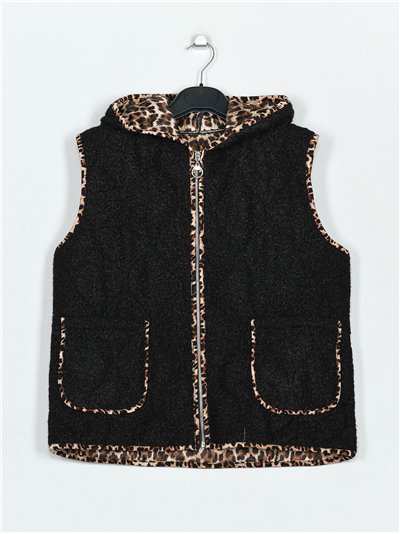 Quilted marbled waistcoat with hood negro