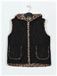 Quilted marbled waistcoat with hood negro