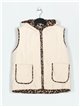 Quilted marbled waistcoat with hood beis