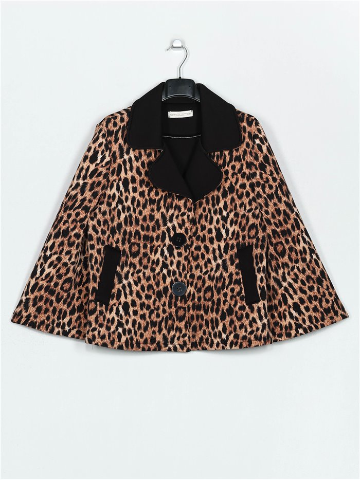 Neoprene leopard print jacket leopardo